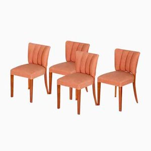 Art Deco Walnut Chairs, Czechoslovakia, 1920s, Set of 4
