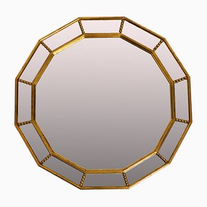 Specchio da parete placcato in oro a 12 lati, Italia, anni '60