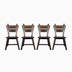 Oak Dining Chairs, 1960s, Set of 4