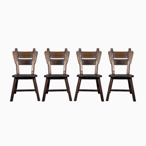 Oak Dining Chairs, 1960s, Set of 4