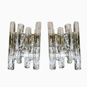 Austrian Ice Glass Wall Sconces by J.T. Kalmar, Set of 2