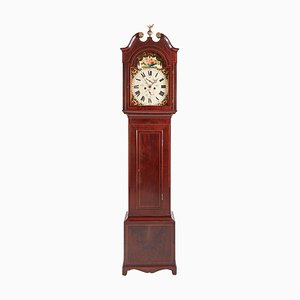 Horloge Grand-Père George III Antique en Acajou Marqueté