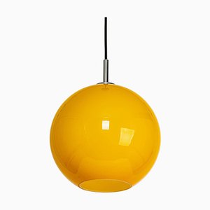 Yellow Opal Glass Pendant Lamp from Peill & Putzler, Germany, 1970s
