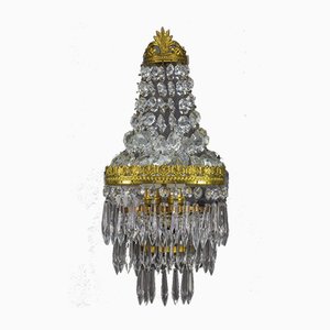 Empire Style Crystal and Brass Wall Lamp