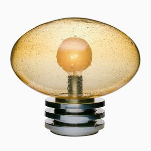 Lámpara de mesa Mid-Century moderna de vidrio ámbar de Doria Leuchten, Germany, años 70