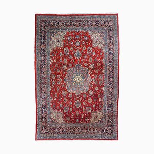 Floral Sarough Dark Red Rug with Medallion and Border