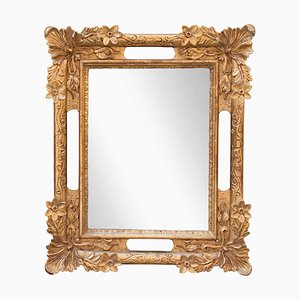 Neoclassical Baroque Gold Foil Hand Carved Wooden Mirror, 1970s