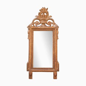 Espejo estilo Regency rectangular de madera dorada tallada a mano, años 70
