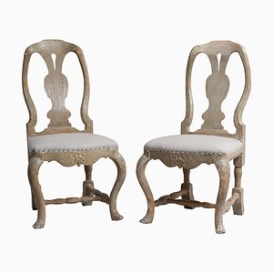 Northern Swedish Rococo Pine Chairs, Set of 2