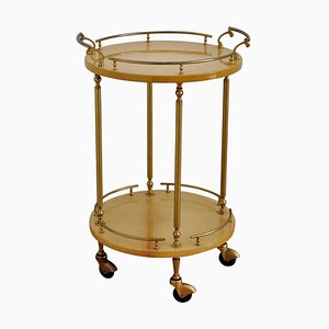 Italian Bar Cart or Trolley in Lacquered Goatskin by Aldo Tura, 1960s