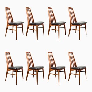 Danish Eva Chairs in Rio Rosewood and Leather by Niels Koefoed for Koefoeds Hornslet, 1960s, Set of 8