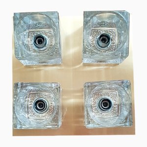 Brass Ceiling Lamp with 4 Glass Cubes from Peill & Putzler, 1960s