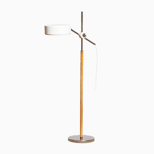 White and Leather Olympic Floor Lamp by Anders Pehrson for Atelje Lyktan, 1970s