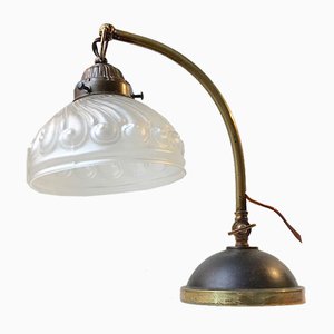 Lampada da tavolo Art Déco in ottone e vetro, Italia, anni '30