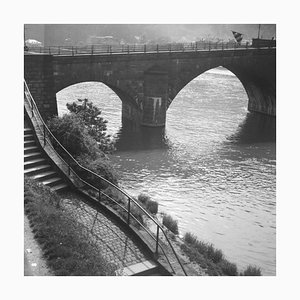 Old Bridge Over River Neckar à Heidelberg, Allemagne 1938, Imprimé 2021