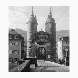 Porte Brueckentor à Old Bridge Neckar Heidelberg, Allemagne 1936, Imprimé 2021
