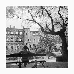 Woman on Bench in Front of Heidelberg Castle, Germany 1936, Printed 2021