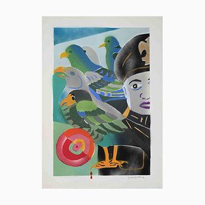 Gianpistone, The General and the Birds, Original Screen Print, 1970s