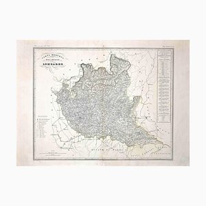 Map of Lombardy, Original Etching, 19th Century