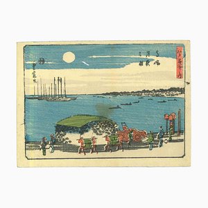 Utagawa Hiroshige, Japanische Landschaft, Original Holzschnitt, 19. Jh