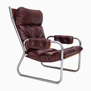 Danish Leather Lounge Chair, 1970s