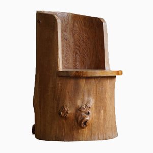 Mid-Century Brutalist Swedish Sculptural Stump Chair in Solid Pine