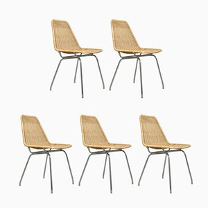 Vintage Model Italia 100 Rattan Chairs from Rodenhuis, 1960s, Set of 5