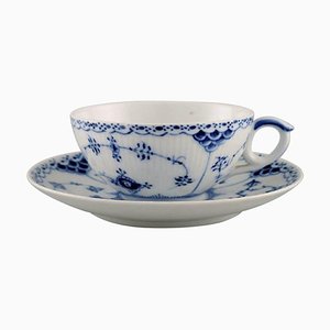 Tazza da tè Royal Copenhagen modello nr. 1/525 blu con piattino, set di 2