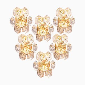 Faceted Crystal and Gilt Sconces from Bakalowits & Söhne, Germany, 1970s, Set of 6