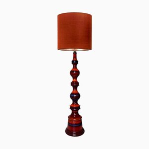 Large Ceramic Floor Lamp with New Silk Custom Made Lampshade by René Houben