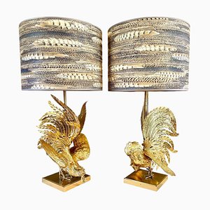 Brass Fighting Birds Table Lamps, 1960s, Set of 2