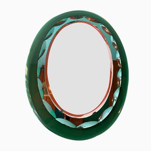 Specchio Mid-Century verde smeraldo di Fontana Arte