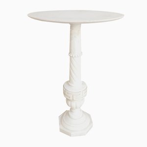 Art Deco Column in White Marble with Oval Shelf