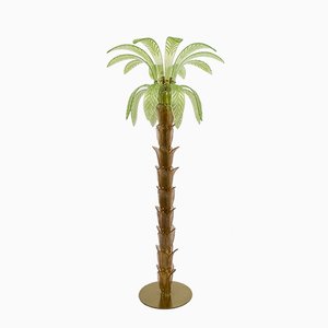 Palm Floor Lamp in Brass and Murano Glass from Maestri Muranesi, 1970s