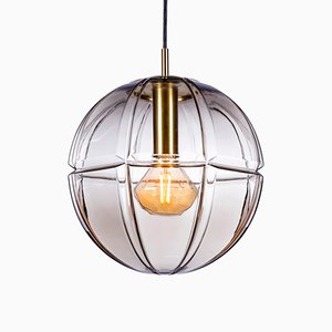 Mid-Century Pendant Lamp in Smoked Glass from Peill & Putzler, 1970s