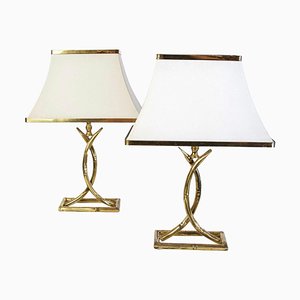 Vintage Italian Table Lamps in Brass, 1970s, Set of 2