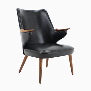 Fauteuil en Similicuir Noir par Erling Olsen, Danemark, 1970s