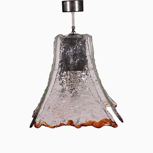 Lámpara de techo de vidrio soplado y metal, años 60