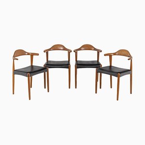 Bull Horn Teak Chairs by Harry Østergaard, 1950s, Set of 4