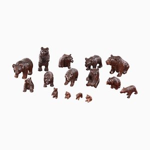 Antique Miniature Carved Black Forest Bears, Set of 15