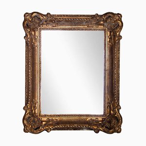 Neoclassical Style Hand Carved Wooden Mirror in Gold Foil, 1970s