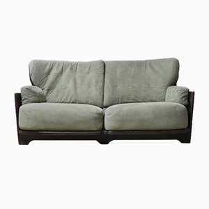 Mid-Century French Ebonised Oak 2-Seater Denis Sofa by Guillerme & Chambron