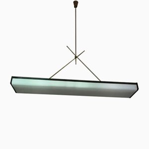 Ceiling Lamp in Brass, Iron and Acrylic Glass with Neon Interior, 1950s