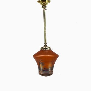 Jugendstil Hand-Verzierte & Ofenemaillierte Lampe