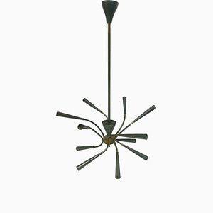 Lámpara de araña Sputnik con 12 luces de Oscar Torlasco para Lumi Milano, años 60