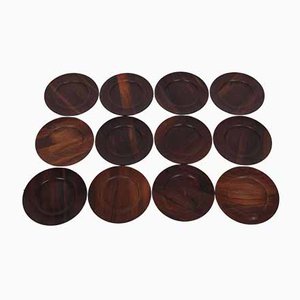 Rosewood Plates by Jens H. Quistgaard for The Crown Journey of Denmark, Set of 12