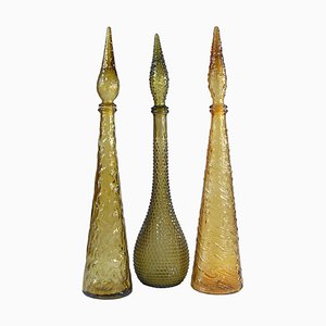 Italian Glass Empoli Decanters, 1960s, Set of 3