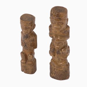 Miniatur Bronzefiguren, Kongo, 1950er, 2er Set