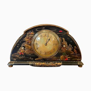 Vintage Red Chinoiserie Desk Clock
