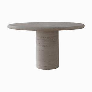 Kleiner runder Tisch aus Travertin